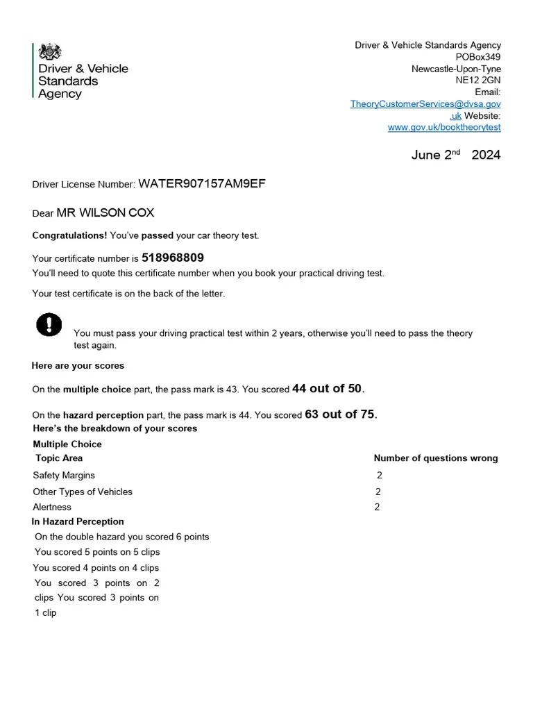 GET UK-DVSA REGISTERED THEORY TEST CERTIFICATE
